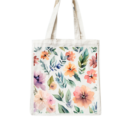 Watercolor floral tote bag