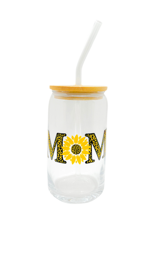 Sunflower MOM Libby Glass Can