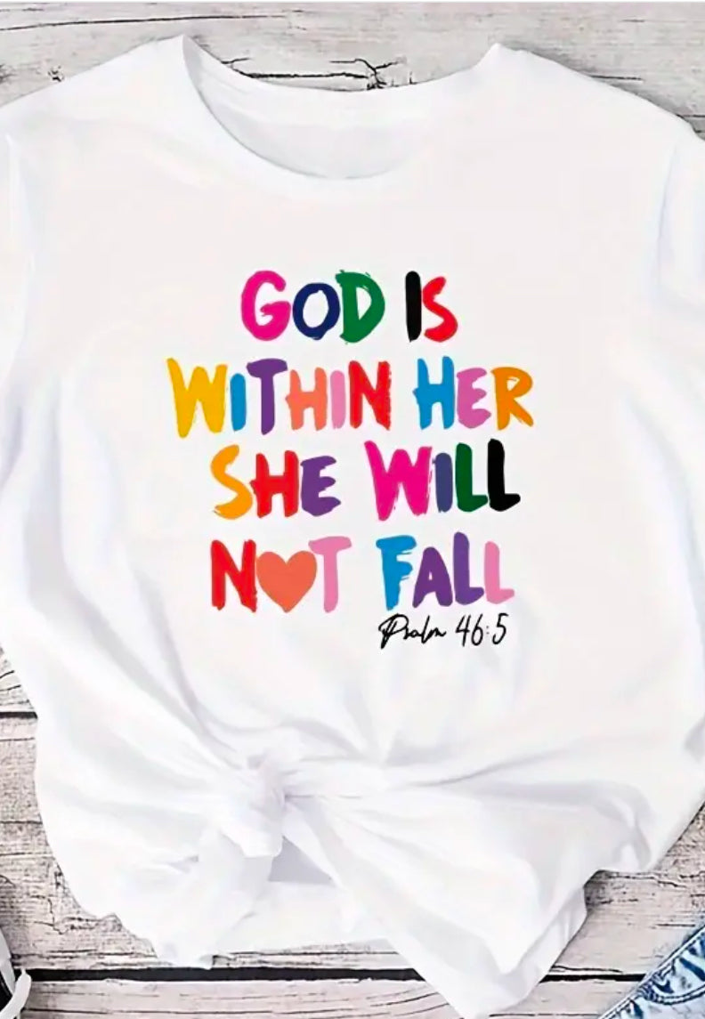 God is within her shirt