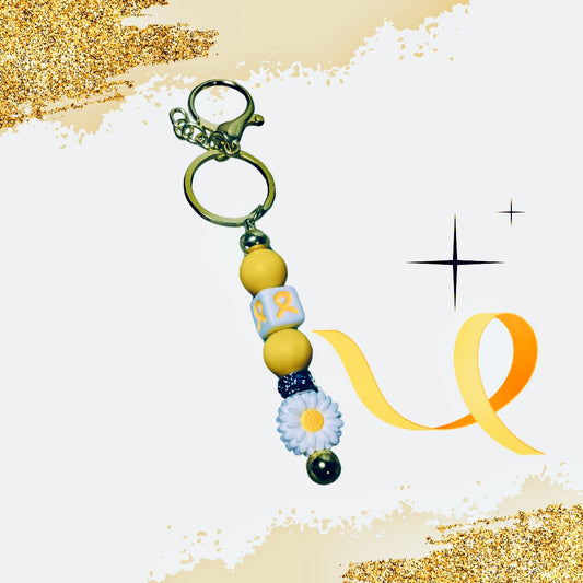 Childhood cancer awareness bar keychain