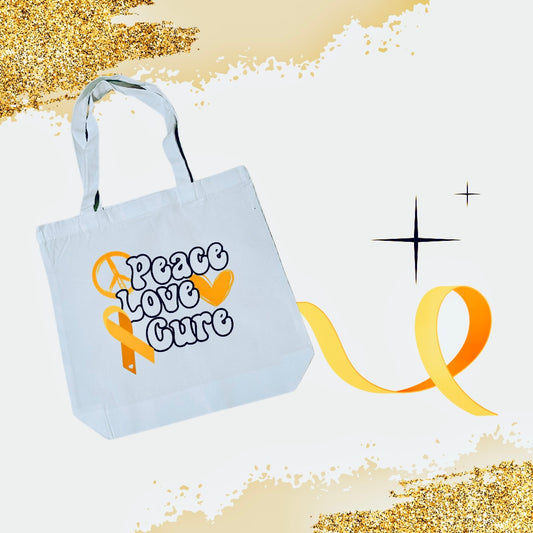 Peace. Love. Cure tote bag