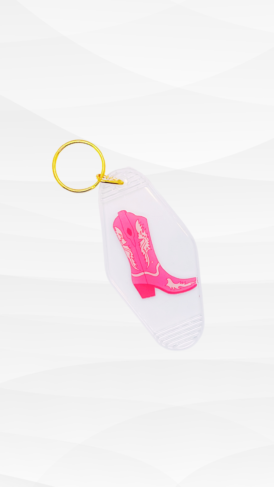 Pink Cowboy Boot Motel Keychain