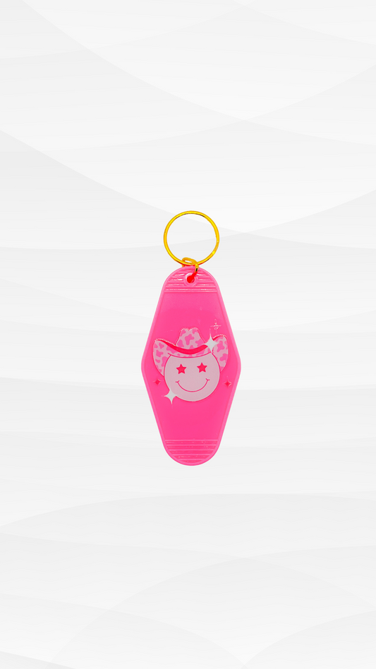 Smiley Cowboy Motel Keychain