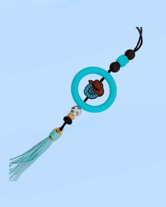 Turquoise Western Car Charm